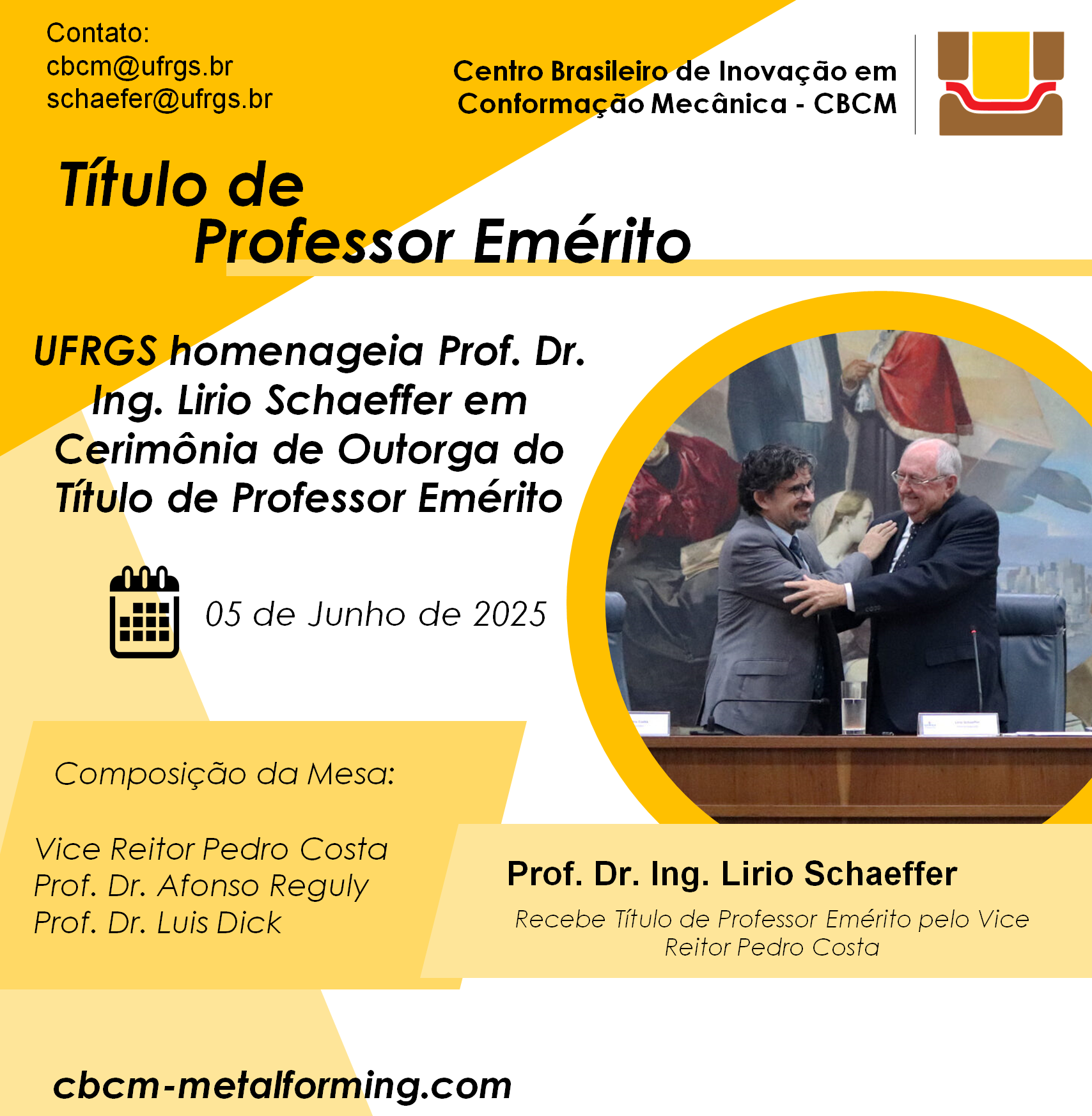 Homenagem ao professor Lírio Schaeffer pela concessão do título de Professor Emérito da UFRGS